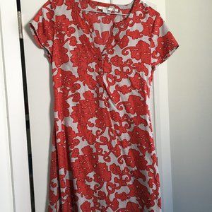 Boden Silk Red & Gray Patterned Shift